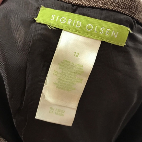 Sigrid Olsen Brown Wool Blend Skirt w Pleats D - Picture 8 of 9